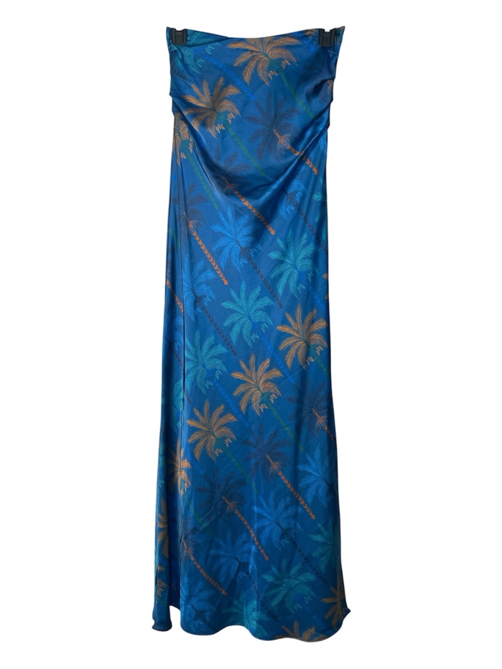 Misa Los Angeles Strapless Blue Palm-Print Slip Thara Dress sz XS